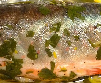 Hel röding späckad med kryddor